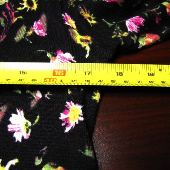 Philosophy Black Floral Sweater Ruffle Sleeve Detail Sz Small - Picture 7 of 12